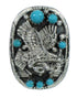 Sterling Silver Turquoise Eagle Southwestern Ring Size 8-1/4 RX85597